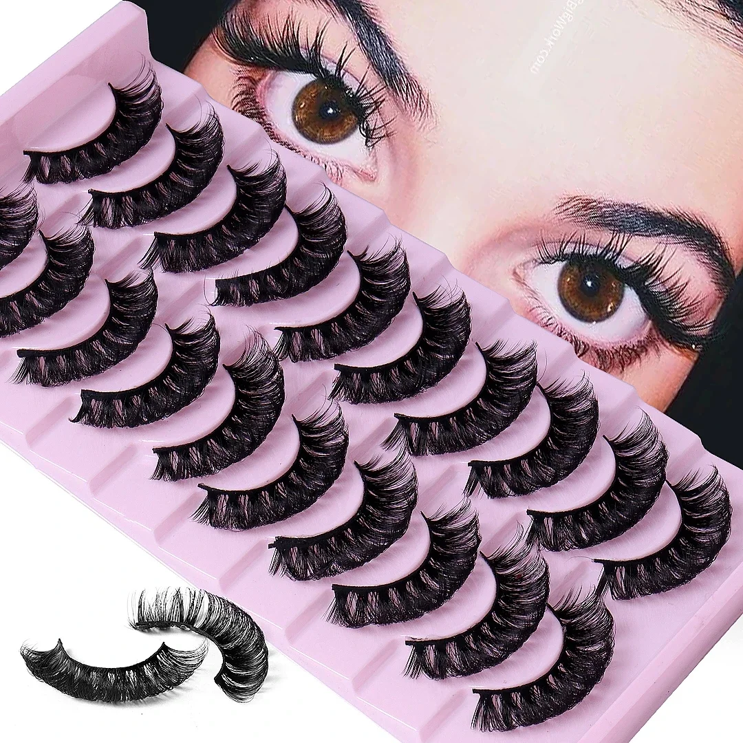 10 пар DD Curl Lashes русские полосатые ресницы 3D норковые натуральные длинные