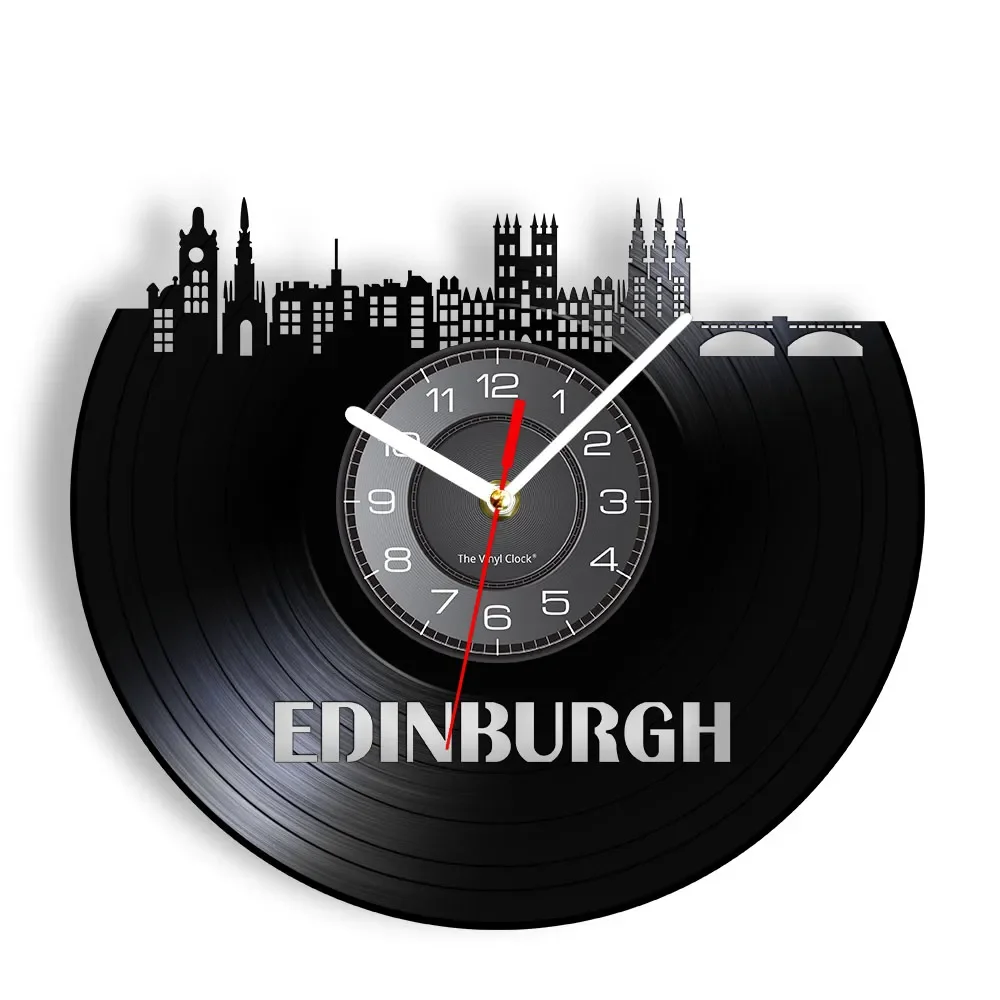 

Edinburgh British City Modern Art Silent Wall Clock Edimbourg Scottish Capital Vinyl Record Decor Home Disk Crafts Travel Gifts
