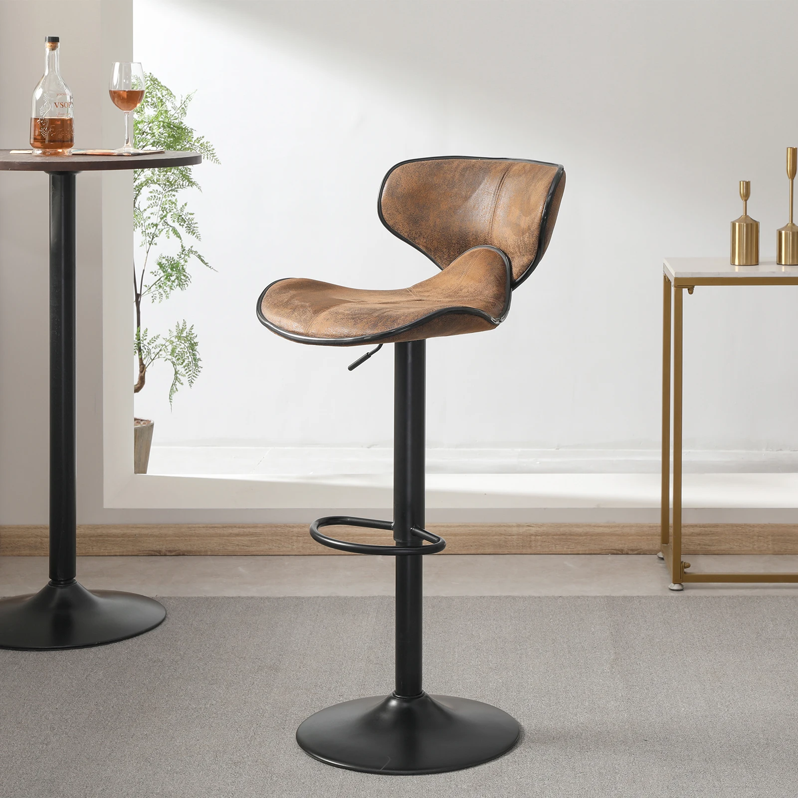 Retro Tech Cloth Bar Stool Set of 2, Counter Height Swivel B