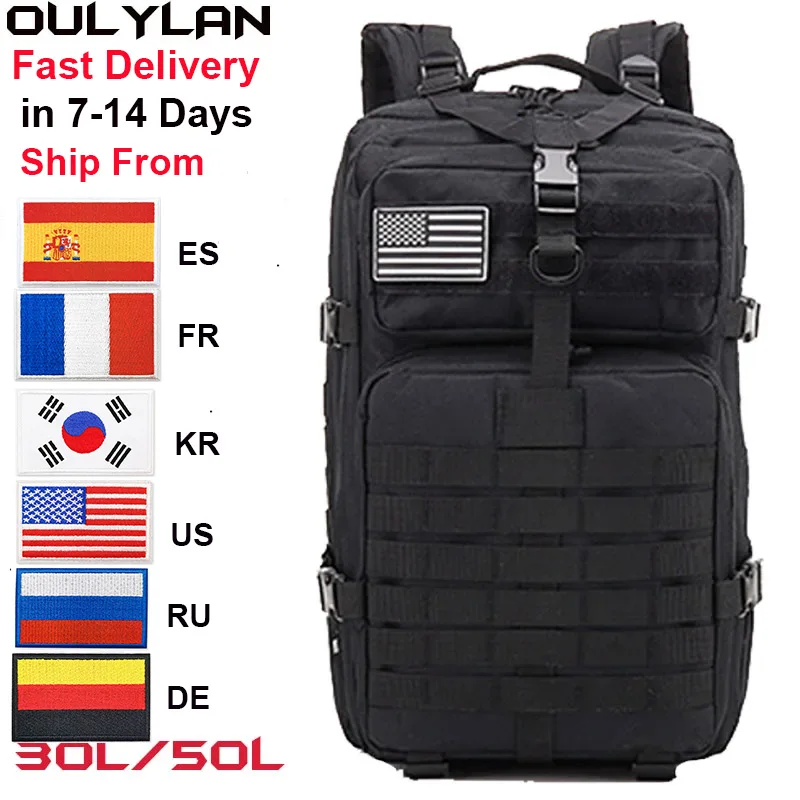 

Oulylan Outdoor Camping Trekking Hunting Bag 30L/50L Tactical Backpack Men 900D Nylon Military Hiking Waterproof Rucksacks Army