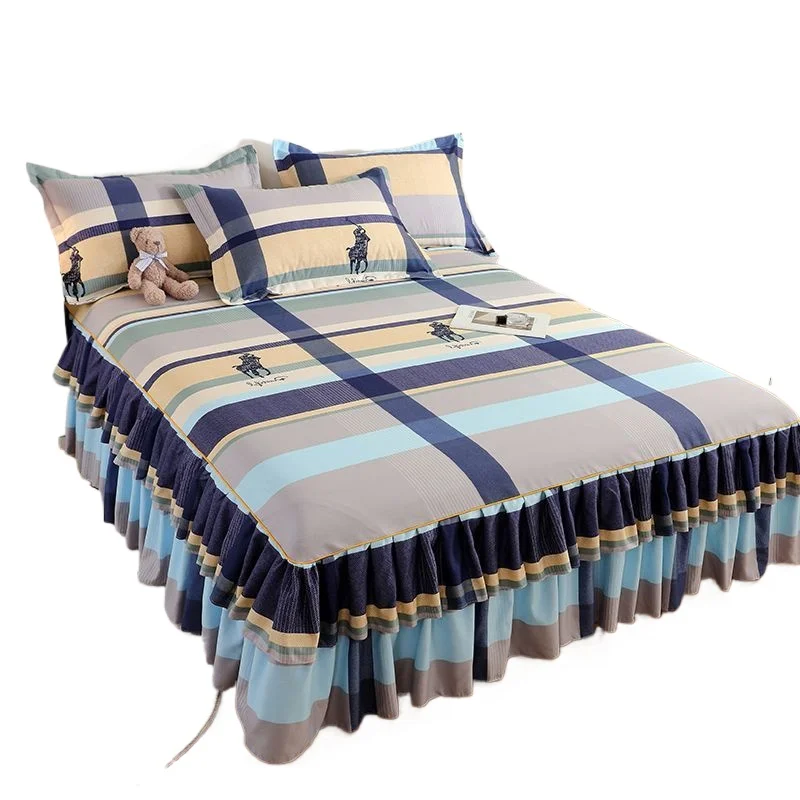 3pcs/Lot Korean Style Thickened Brushed Single Bed Skirt 1pc + Pillowcase 1.2m/1.5m/1.8m/2.0m Machine Washable