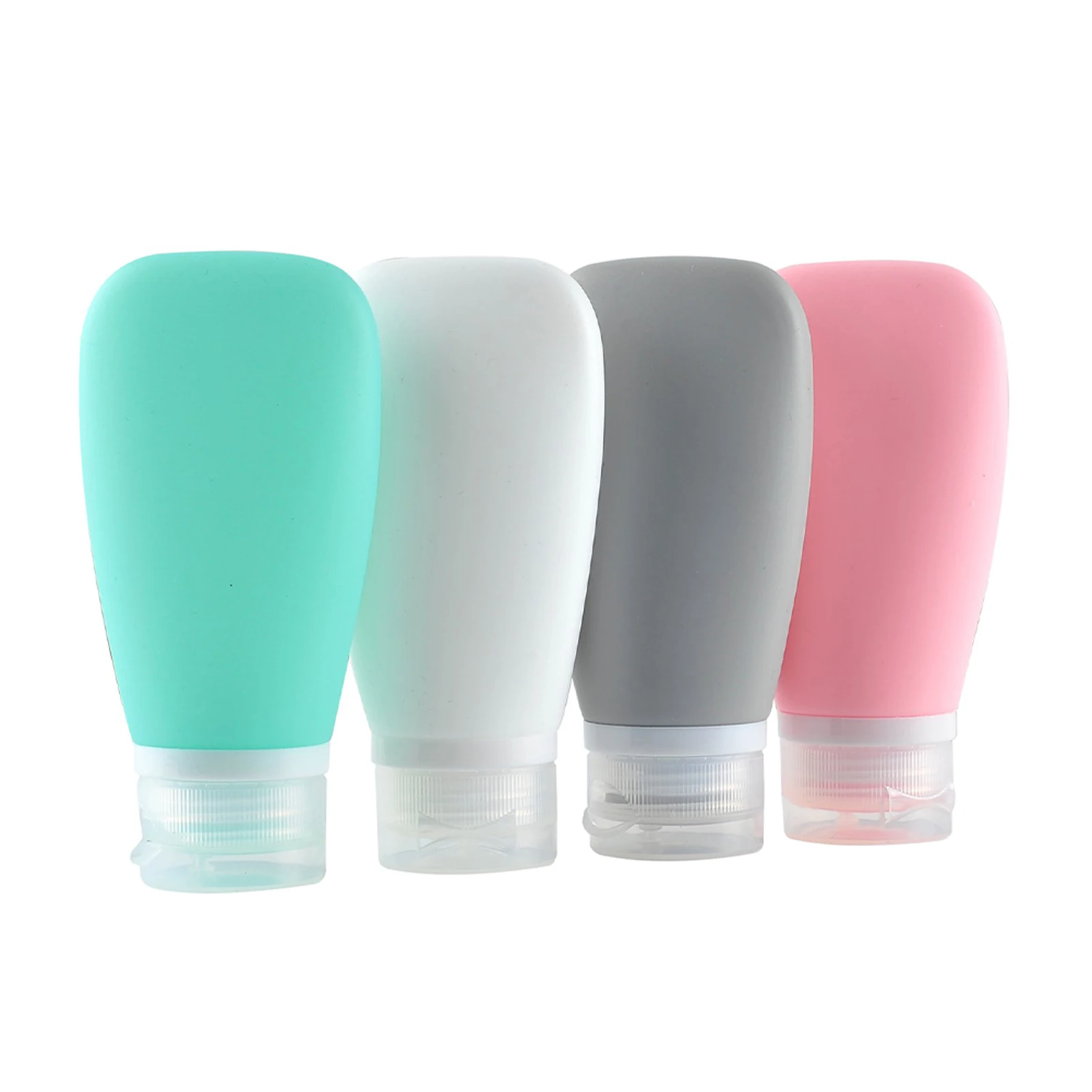 

4pcs Container Travel Bottle Set Lotion Shower Gel Portable With Bag Cosmetic Empty Squeezable Silicone Refillable Leak Proof