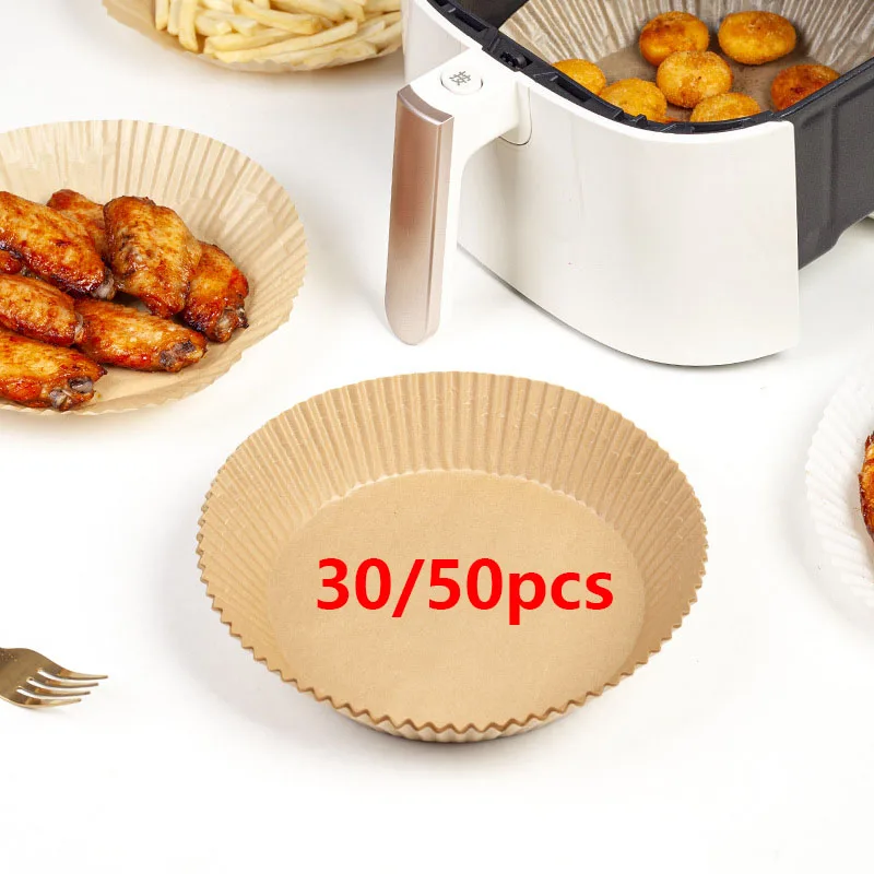 

30/50PCS 16cm Air Fryer Disposable Paper Parchment Wood Pulp Steamer Liners Paper for Air Fryer Cheesecake Air Fryer Accessories