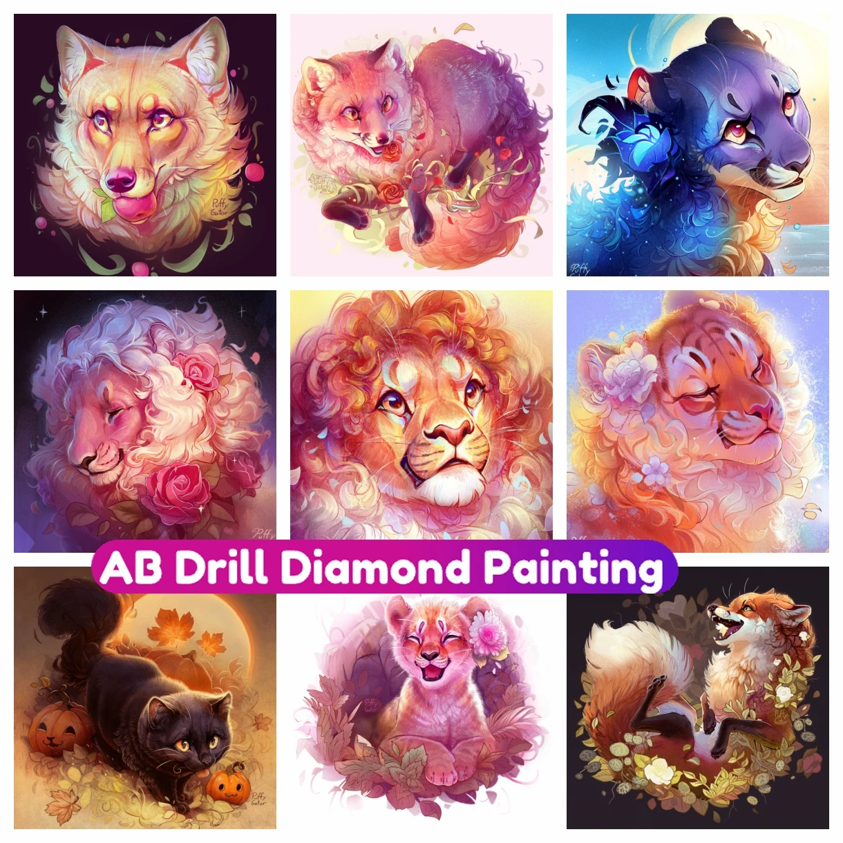

Cute Animals Mosaic Embroidery 5D AB Drill Diamond Painting Cross Stitch Handmade Craft Rhinestones Art Home Decor Kid Gift