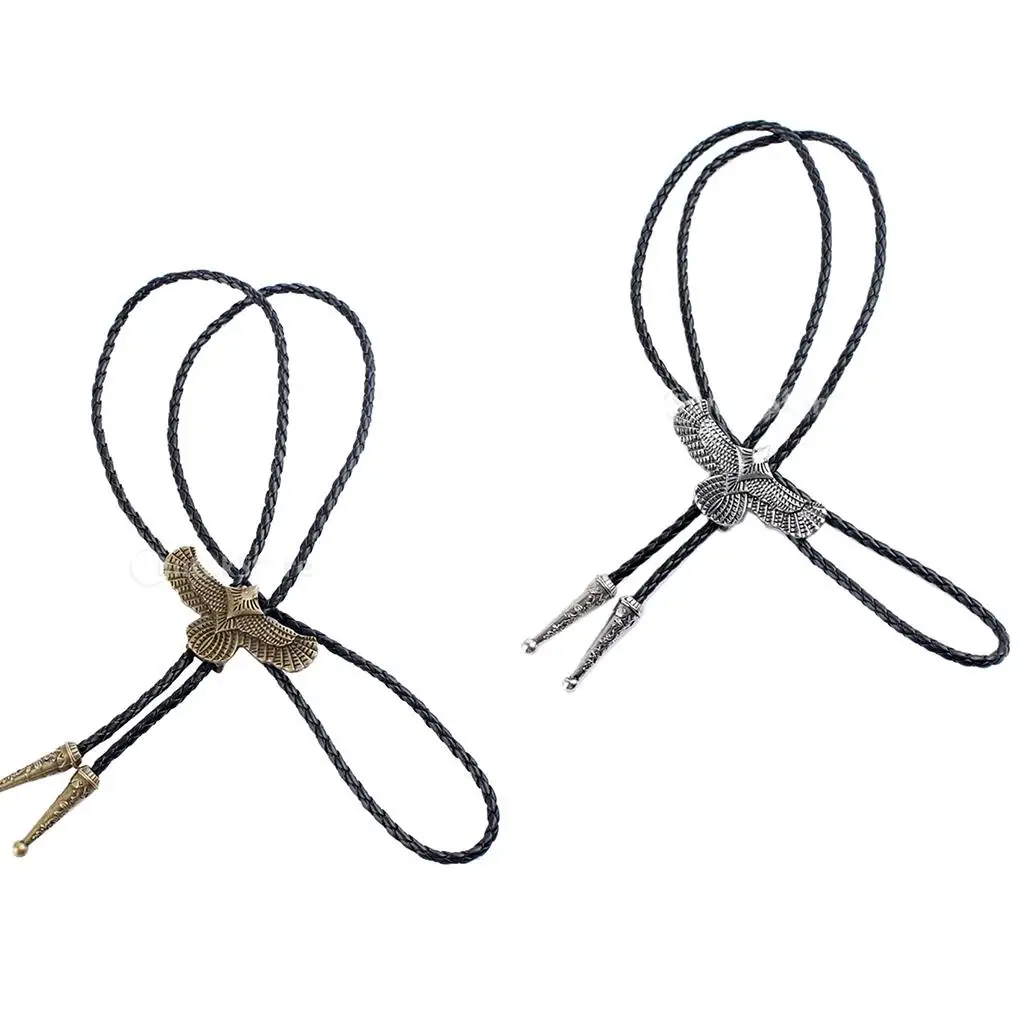

Vintage Western Men'cool Cowboy Leather Bolo Tie Eagle Pendant Necklace