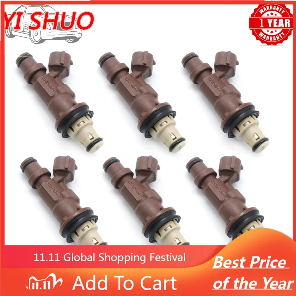 

6x Car Fuel Injectors Nozzle 23250-62040 for Toyota Tacoma Tundra 4Runner 3.4L HILUX SURF LAND CRUISER PRADO 99-04 23209-62040