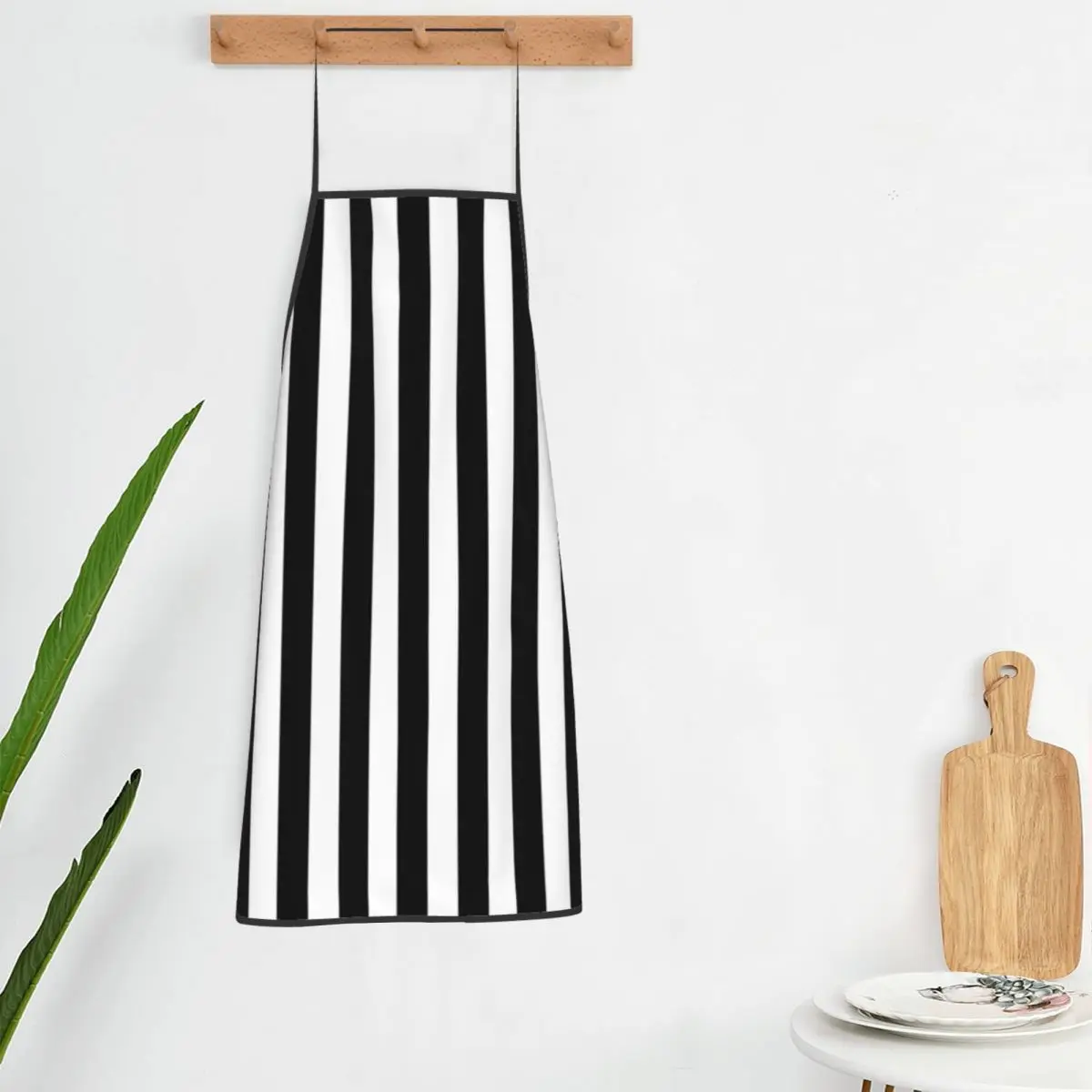 

Vintage Striped Print Apron Black White Vertical Stripes Adult Barbecue Kitchen Accessories Cleaning Cute Aprons without Pocket
