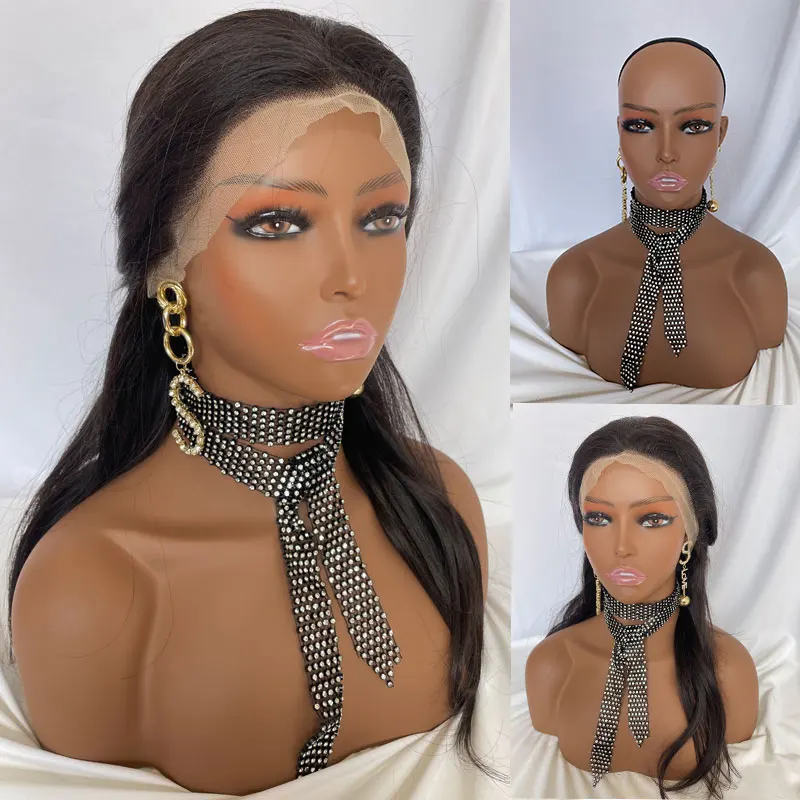 Realistic Female Manikin Head Realistic Mannequin Head Bust Wig Mask Stand for Wigs Display Making Styling Dark Brown
