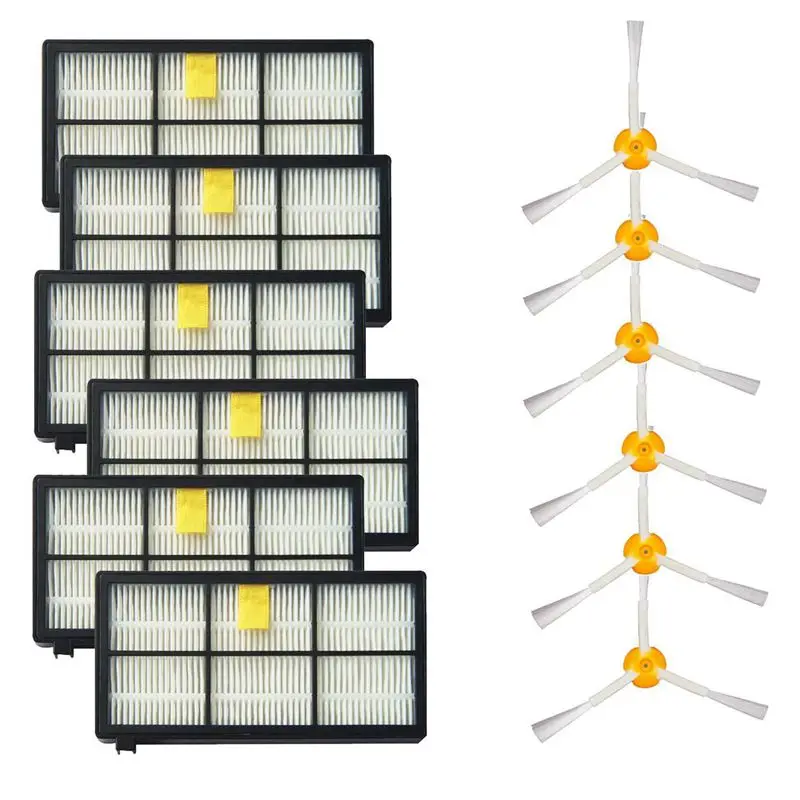 

3 Side Brushes And HEPA Filters Replacement For Irobot Roomba 800 900 Series 805 860 870 871 880 890 960 980 Robotic Vacuum (6 S