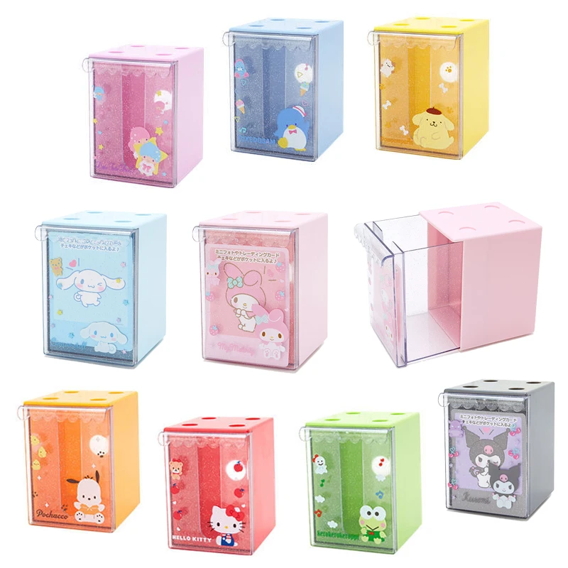 

Kawaii Anime Sanriod Kuromi My Melody Cinnamorll Kitty Cute Desktop Drawer Type Transparent Dust-Proof Storage Box Kids Gifts