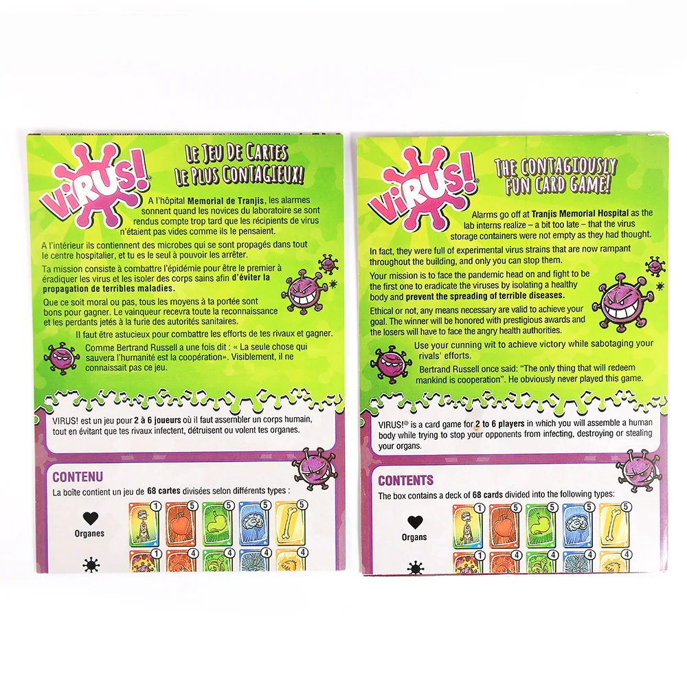 Настольная игра с вирусом веселая карточная испанская английская французская