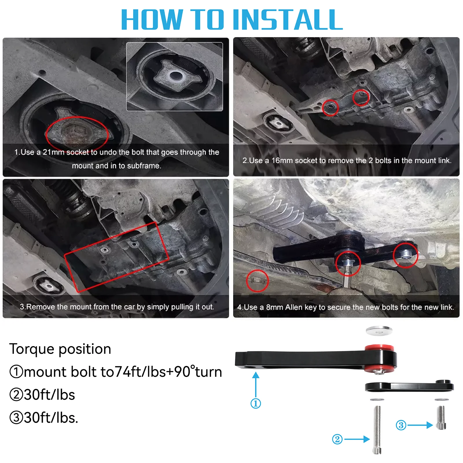 Фото Для Volkswagen Golf/GTI/Rabbit MK5 2,0 TS 2006-2009 годов, комплект крепления двигателя с красной собачьей костью, уличные автомобильные аксессуары №3