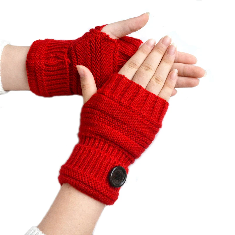 

Женские весенне-Осенние Теплые мягкие перчатки без пальцев на пуговицах для езды на велосипеде унисекс Обложка на полпальца женские вязаны...