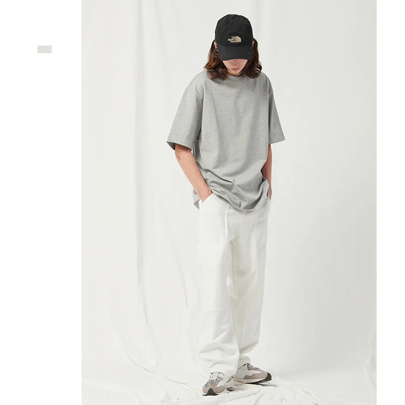 2023 Spring/Summer New Loose Japanese Casual Straight Leg Pants White Pure Cotton Draping Basic Fashionable Versatile Jeans