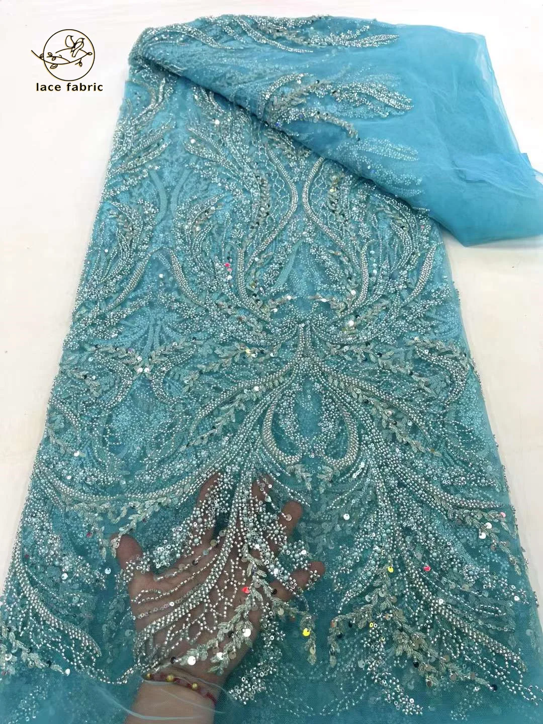 Модное плотное Африканское кружево с бусинами высококачественные нигерийские