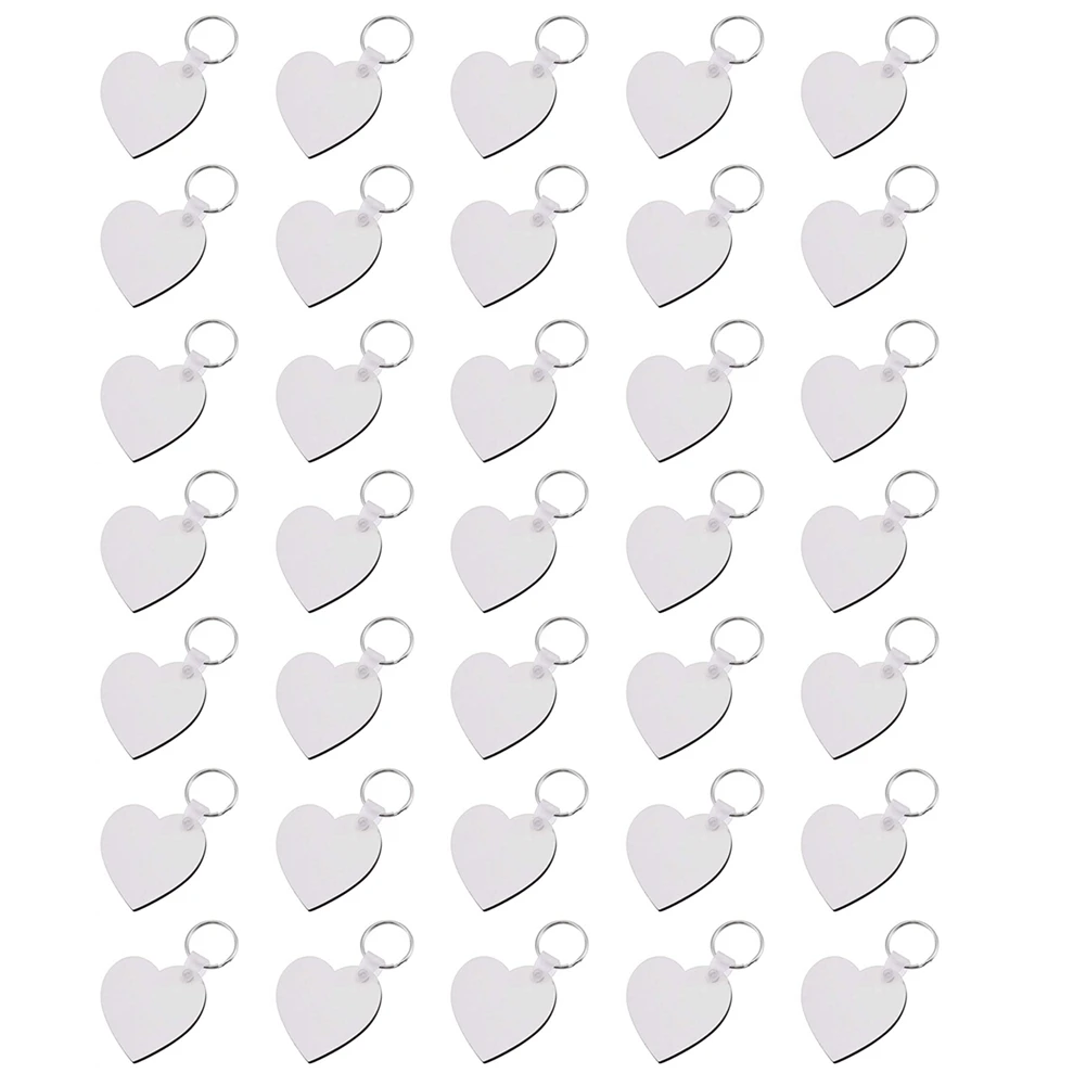 

35PCS Heart Blank Board Keyring Keychain Printing Keyrings DIY Sublimation Key Chains Accessories(Double Sided)