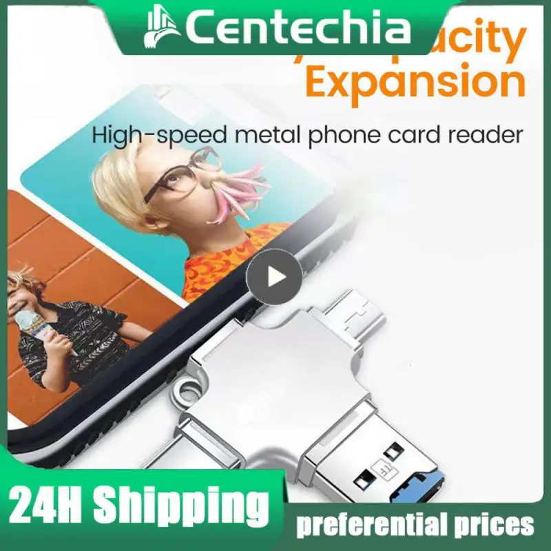 

Silver Phone Adapter Accessories Essential For Mobile Phone Photography Memory Card Reader Expanding Phone Memory Weight 12g