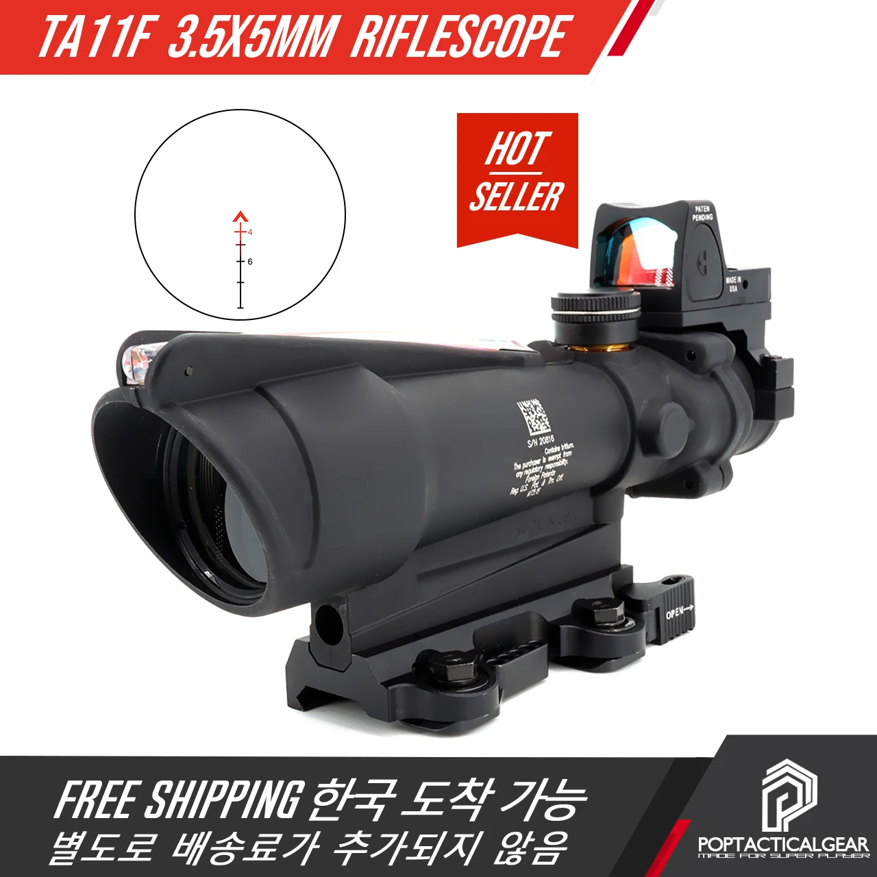 

POPtactical Gear TA11F 3.5X35 Reticle Real Fiber Optics Tactical Sights Rifle Scope Hunting Riflescope RMR Airsoft Accessories