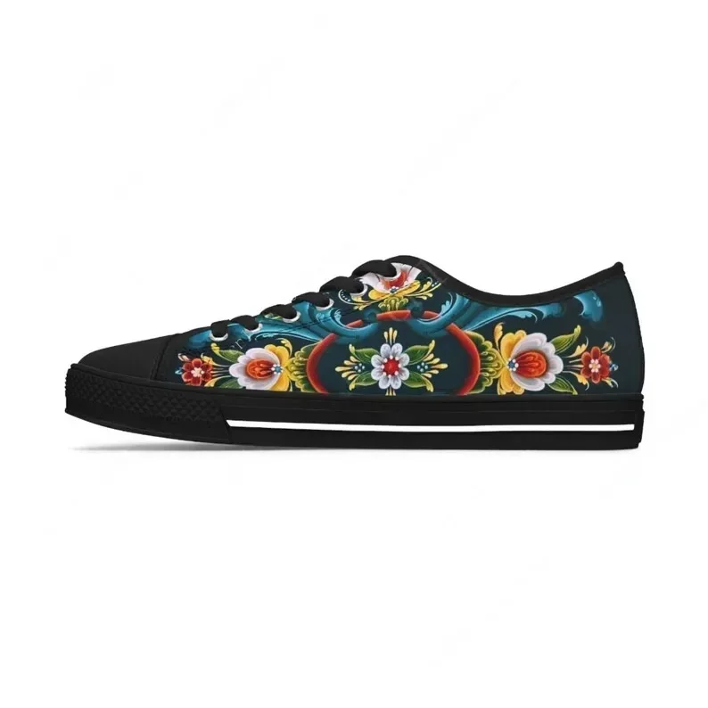 Фото Кроссовки Rosemaling Telemark низкие, унисекс, для подростков, из высококачественного канваса, повседневные, на заказ, для пар №1