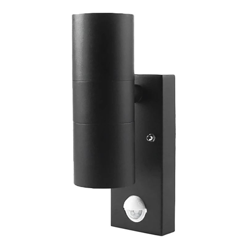 

Outdoor Wall Lights Mains Powered PIR Motion Sensor Up Down Stainless Steel Wall Lights IP44 Waterproof Black
