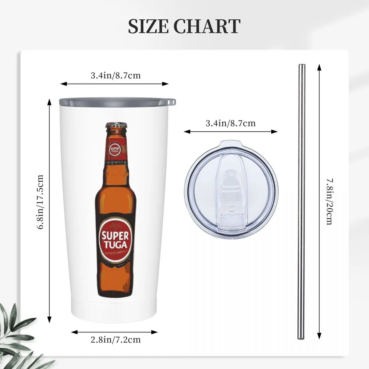 Фото Стакан Super Bock из нержавеющей стали, кружка с вакуумной изоляцией, термохолодная бутылка, соломинки с крышкой, 20 унций №2