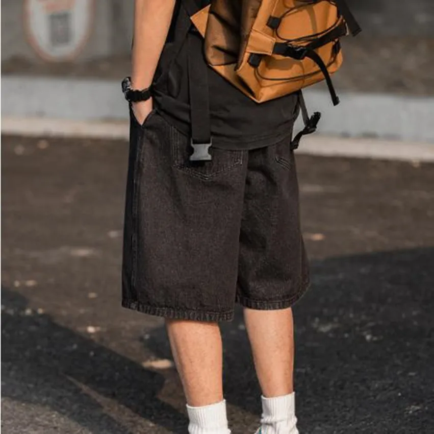 2023 Summer Men's Baggy Denim Shorts Men Oversized Hip Hop Blue Five-point Pants Summer Casual Stretch Loose Shorts