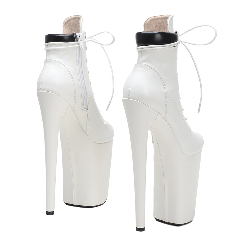 Leecabe  23CM/9inches  PU upper ankle Sexy boots  High Heels Platform Pole Dance shoes