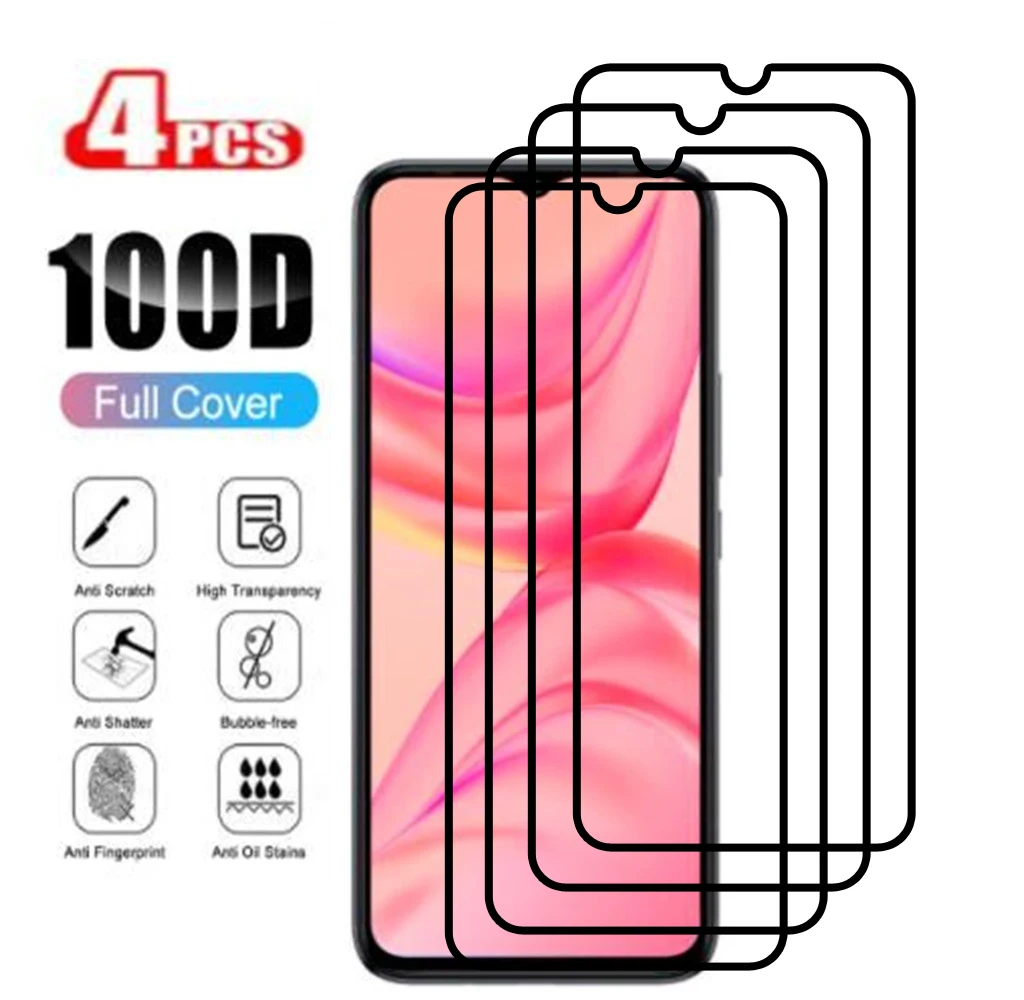 4PCS Full Cover For Infinix Hot 10 Lite Tempered Glass For Infinix Hot 10 Protective Phone Screen Protectors Film