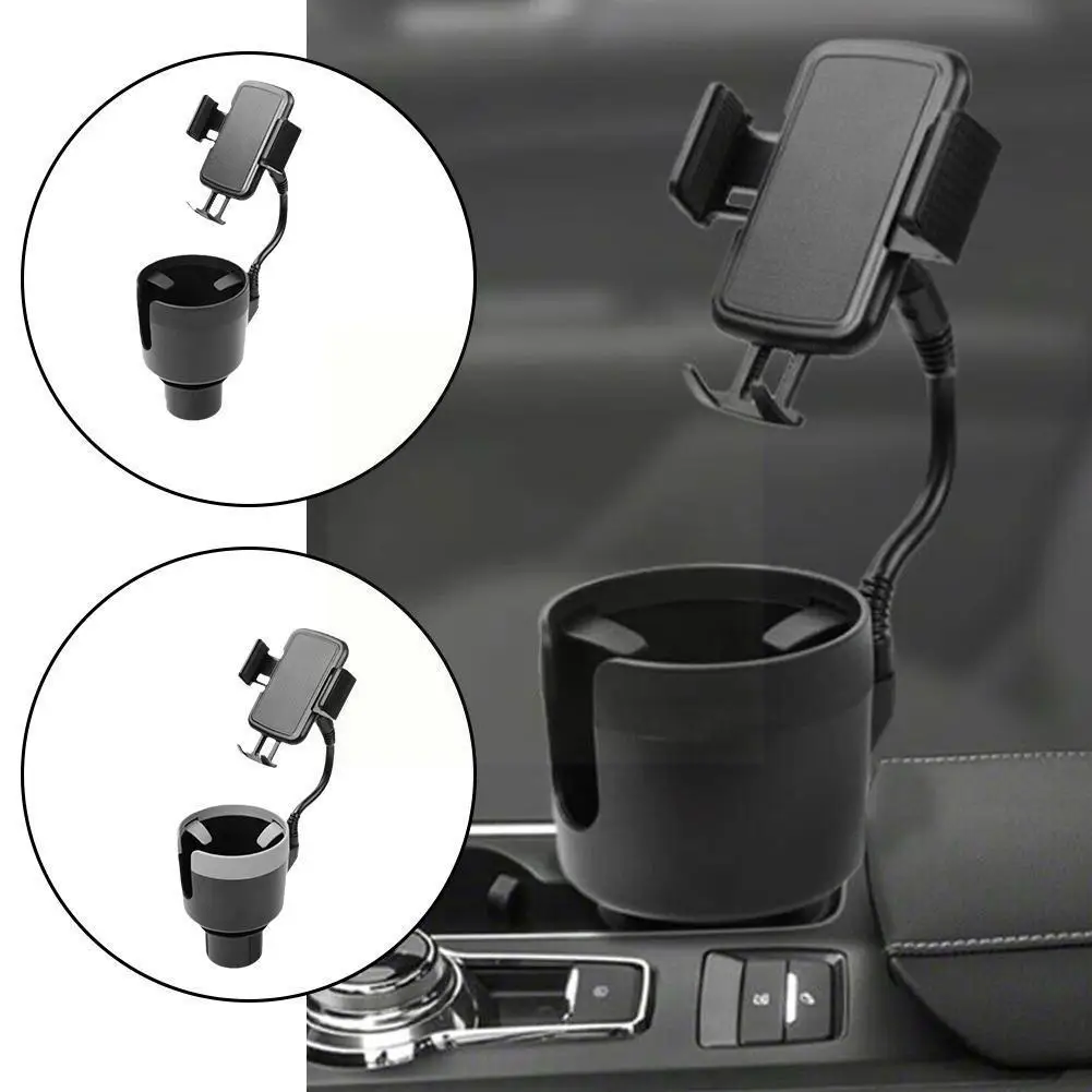 

Регулируемый автомобильный держатель для чашки 2 в 1, расширитель для напитков с держателем, аксессуары для телефона, поворотное крепление, ...