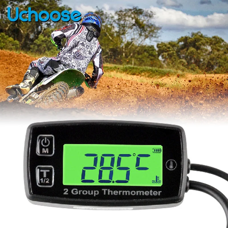 

Uchoose Temperature Meter Sensor Dual Channel Digital Temperature RL-TM004 ATV PT100 TEMP Motorcycle Boat Lawn Mower