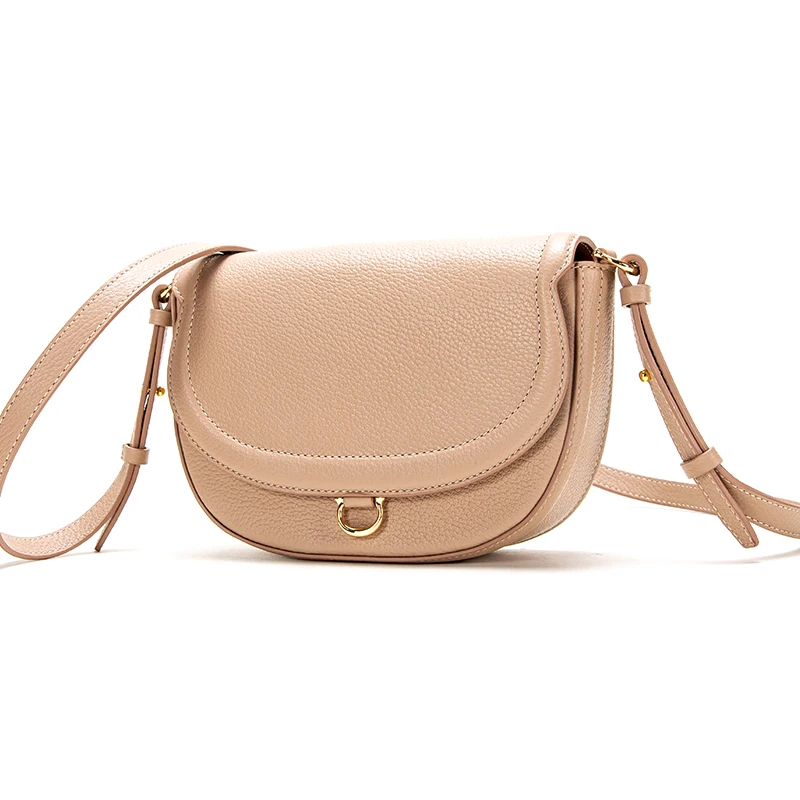 Women's Handbag 2023 New Style Fashion Matching Genuine Cowhide Saddle Bag Handmade Moon Messenger Shoulder Bag for Women