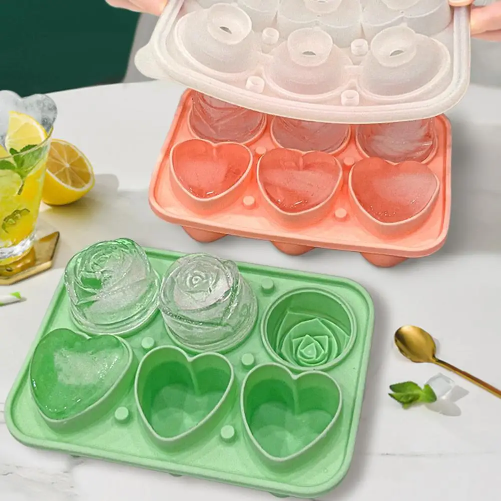 

Ice Cube Tray Food Grade Easy Demoulding Non-Stick Creative Rose Flower Heart Shaped Dessert Mold Ice Cube Maker Party Supplies