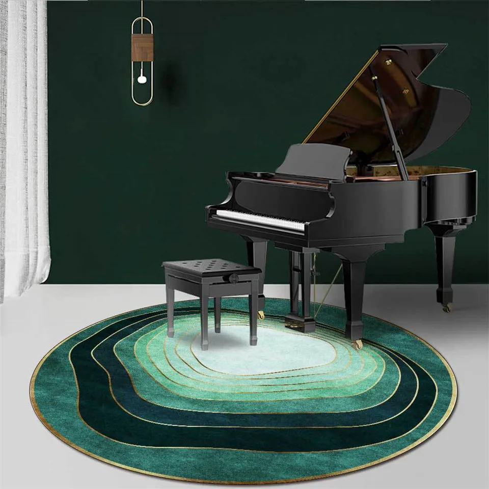 

Modern Luxury Gradient Green Round Rug For Living Room Floor Carpet For Coffee Table Chair Mat Bedroom Rug Decoration Abstract