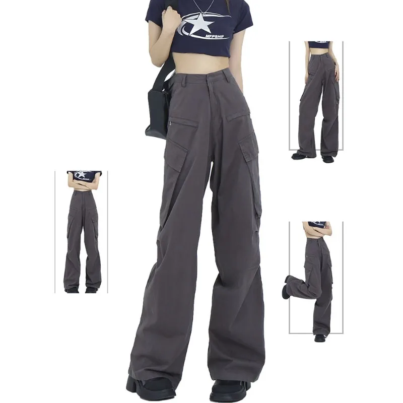 Y2K Women Streetwear Korean Harajuku Parachute Track Cargo Pants Sweatpants Wide Leg Joggers Trousers Clothes