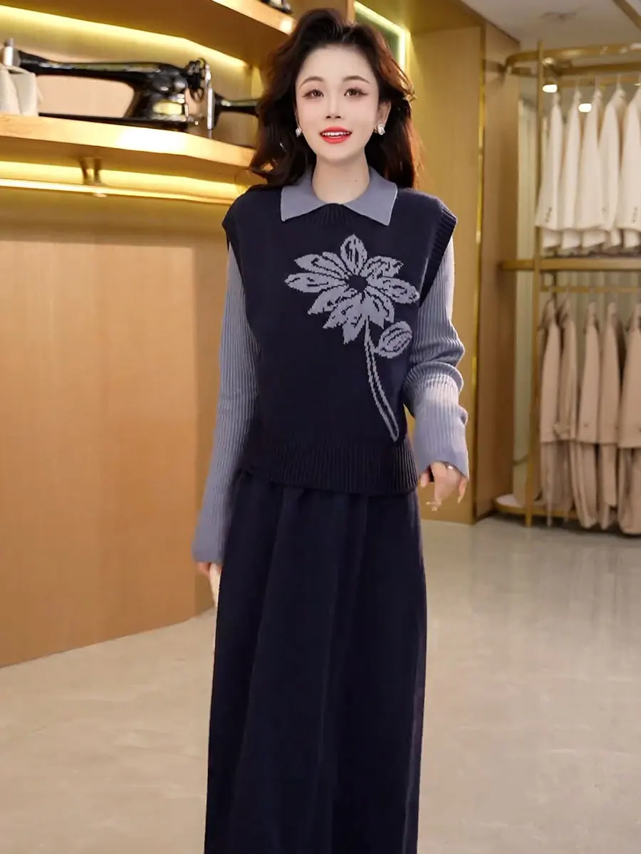 Жилет платье-жилет комплект из двух предметов новинка 2024 осень и зима элегантное