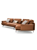 italian minimalist three person leather sofa corner combination first layer leather living room light luxury modern leather sofa