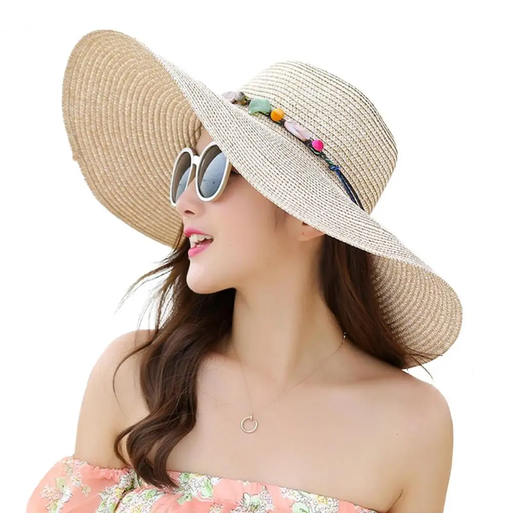 

Popular Summer Hat Breathable Sun Hat Sweat Absorption Band Female Casual Shade Beach Hat Sun Protection