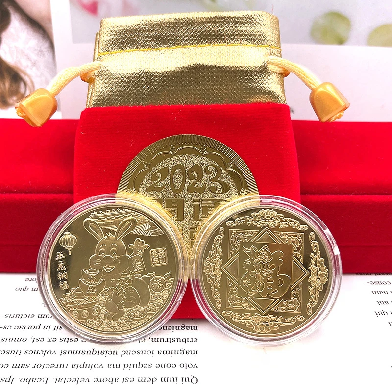

China 2023 Zodiac Rabbit Best Wish Gold-Plated Commemorative Medal Gold Coin Chinese Fairy Year Of The Blessing