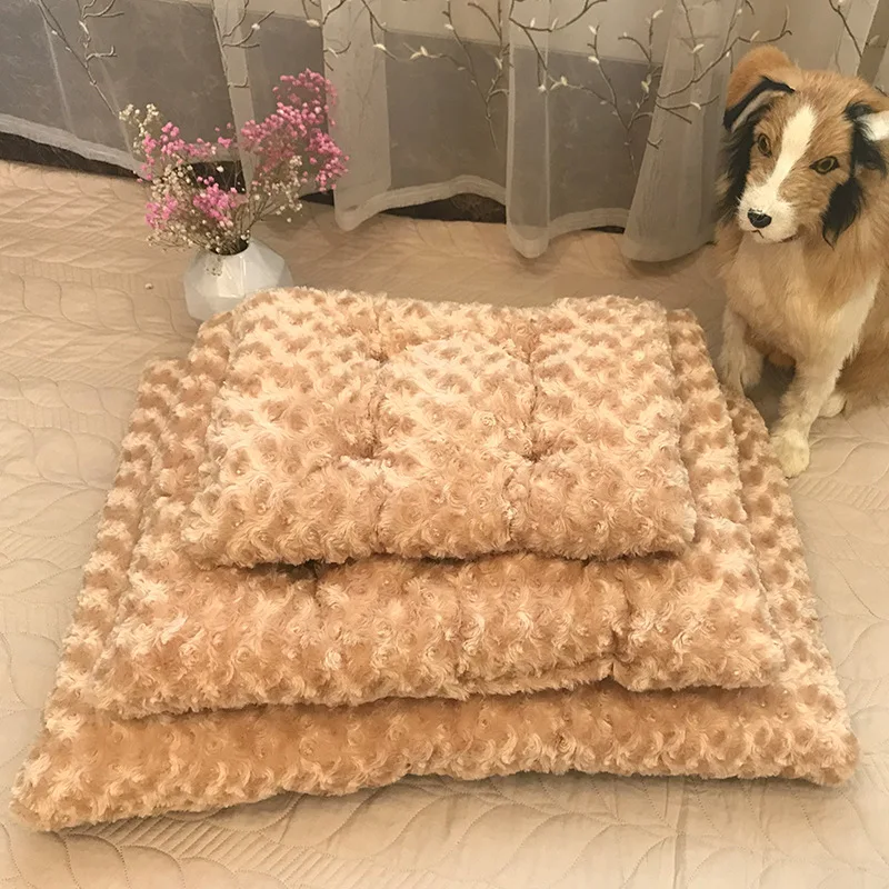 

Dog Bed Rose Plush Mat Soft Kennel Super Soft Puppy Cushion Mat Sleeping Bed Fluffy Comfortable Mat for Cat Dog Accessories
