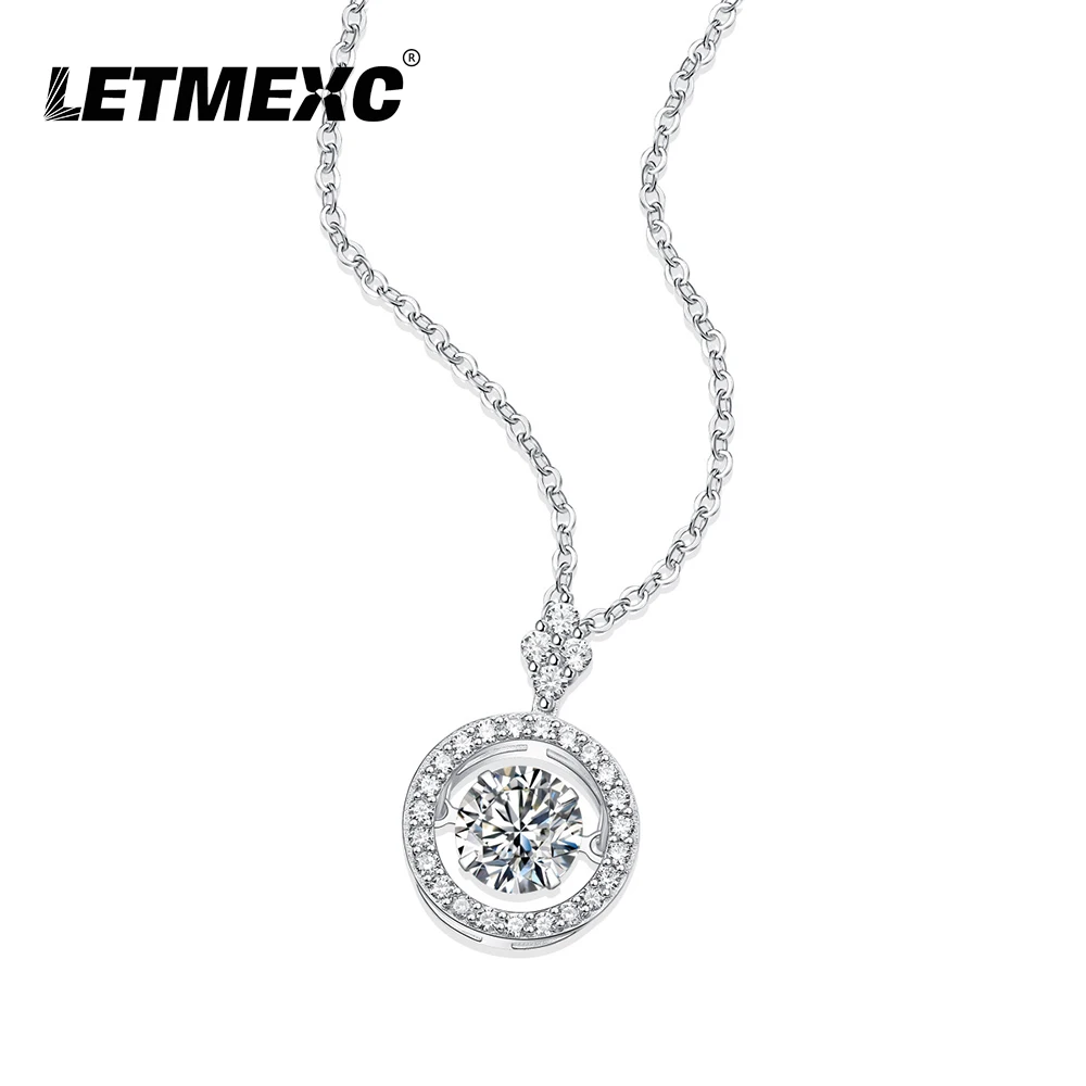 

LETMEXC Beating Heart Moissanite 925 Silver Diamond Pendant Necklace 1CT Fashion Simple