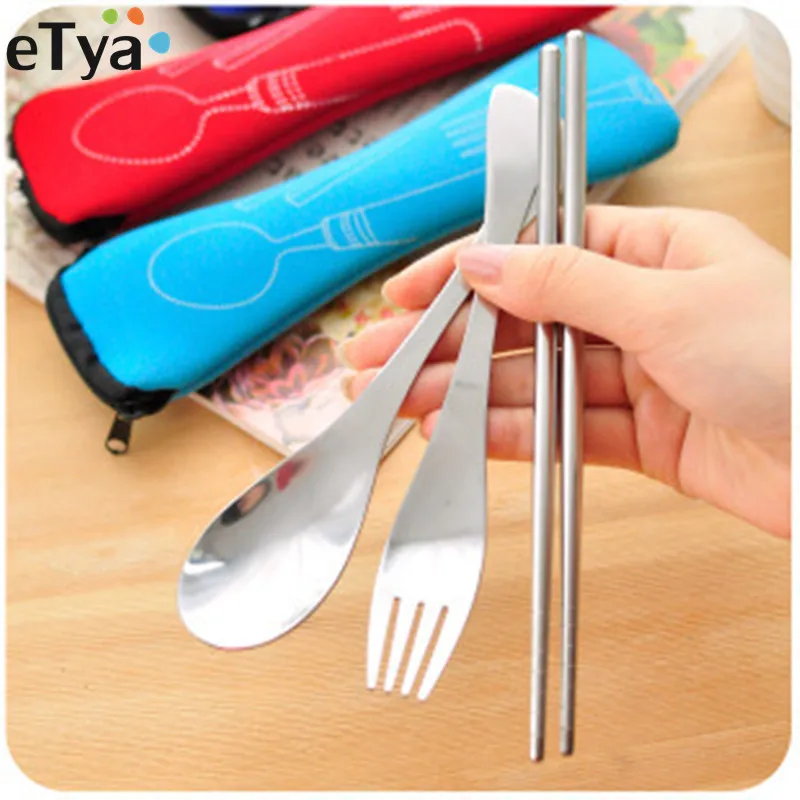 

4PCS/Set eTya Men Women Portable Travel Packing Organizer for Stainless Steel Tableware Spoon Bags Travel Accessories