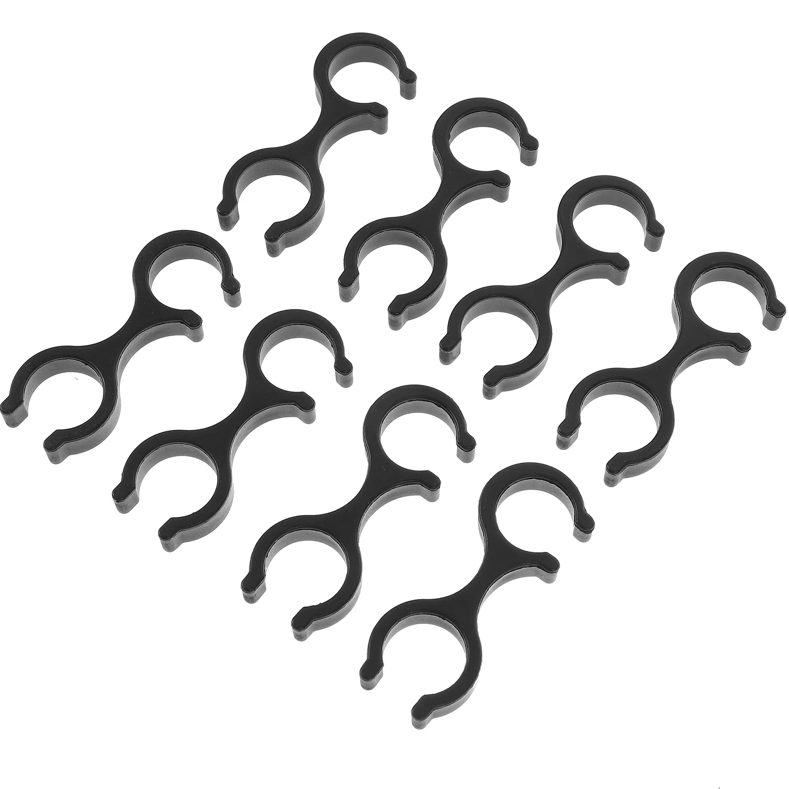 

8pcs Alpenstock Handcuffs Shape Clips Housing Hose Guide for Outdoor Walking Stick (Black)