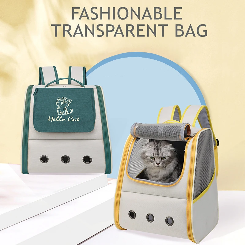 

Pet Cat Carrier Backpack Breathable Portable Travel backpack for cat and dog With Anti Breakaway Belt Three-door design AA074