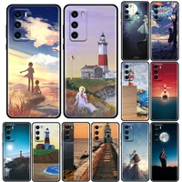 cartoon scenery girl lighthouse phone case for huawei p10 lite p20 p30 p40 lite p50 pro plus p smart z case soft silicone cover