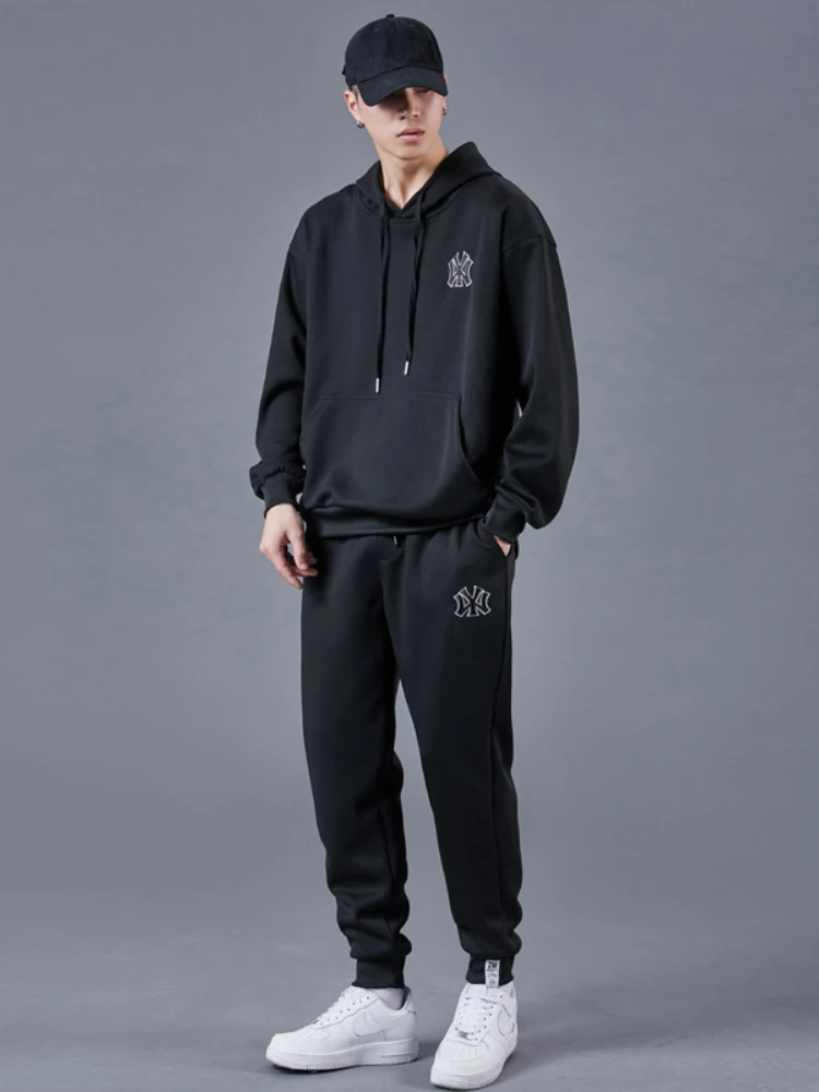 

Костюм спортивный мужской из 2 предметов, Повседневный пуловер с капюшоном и длинными рукавами и брюки, кофта для бега, весна-осень