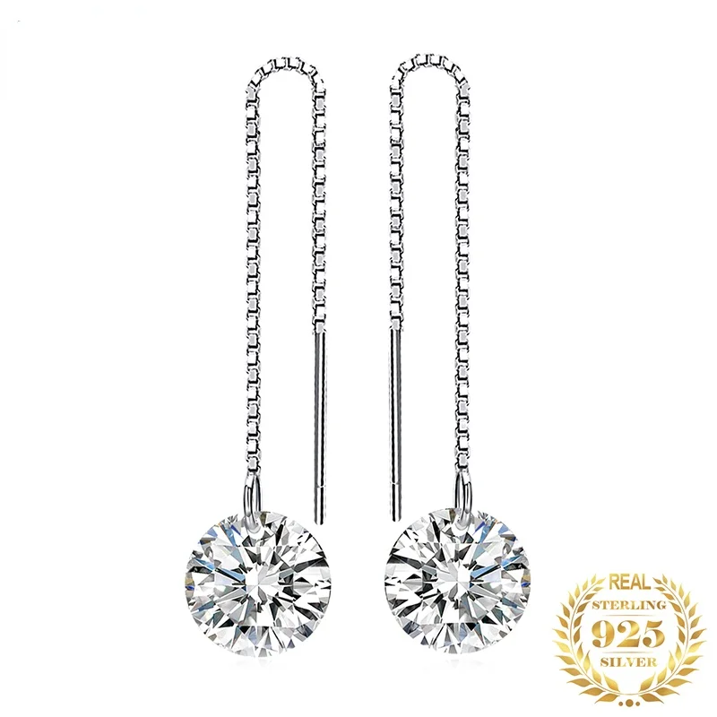 

Jewelry Palace 925 Sterling Silver Earrings Cubic Zirconia Simulated Diamond Long Drop Dangle Thread Earings for Women Girl 2023