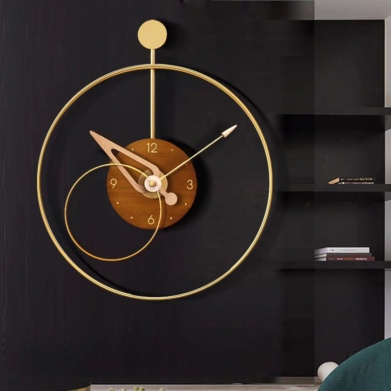 

Modern Living Room Silent Sweep Needle Clocks Wall Metal Hang Clock With Pendulum Timepiece Wall Decorations Room Decor