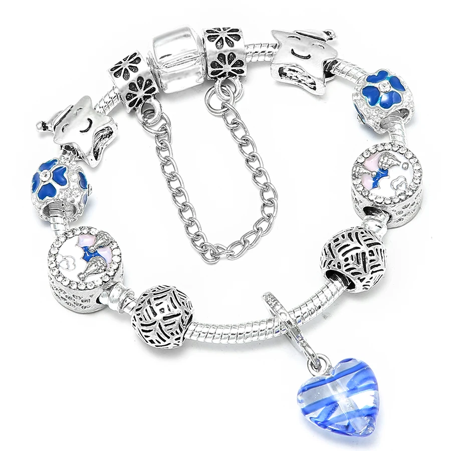 SEILAOY синее сердце стеклянные браслеты-подвески для женщин и мужчин оригинальный