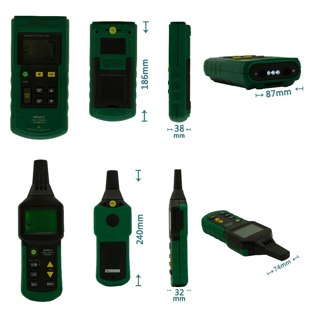 MS6818 детектор локатора кабеля 12 В-400 В AC DC подземный сетевой тестер электрический
