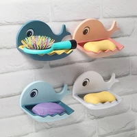 punch free detachable whale soap hanging dishes rack plastic wall mounted draining storage soap holder box bathroom accessories